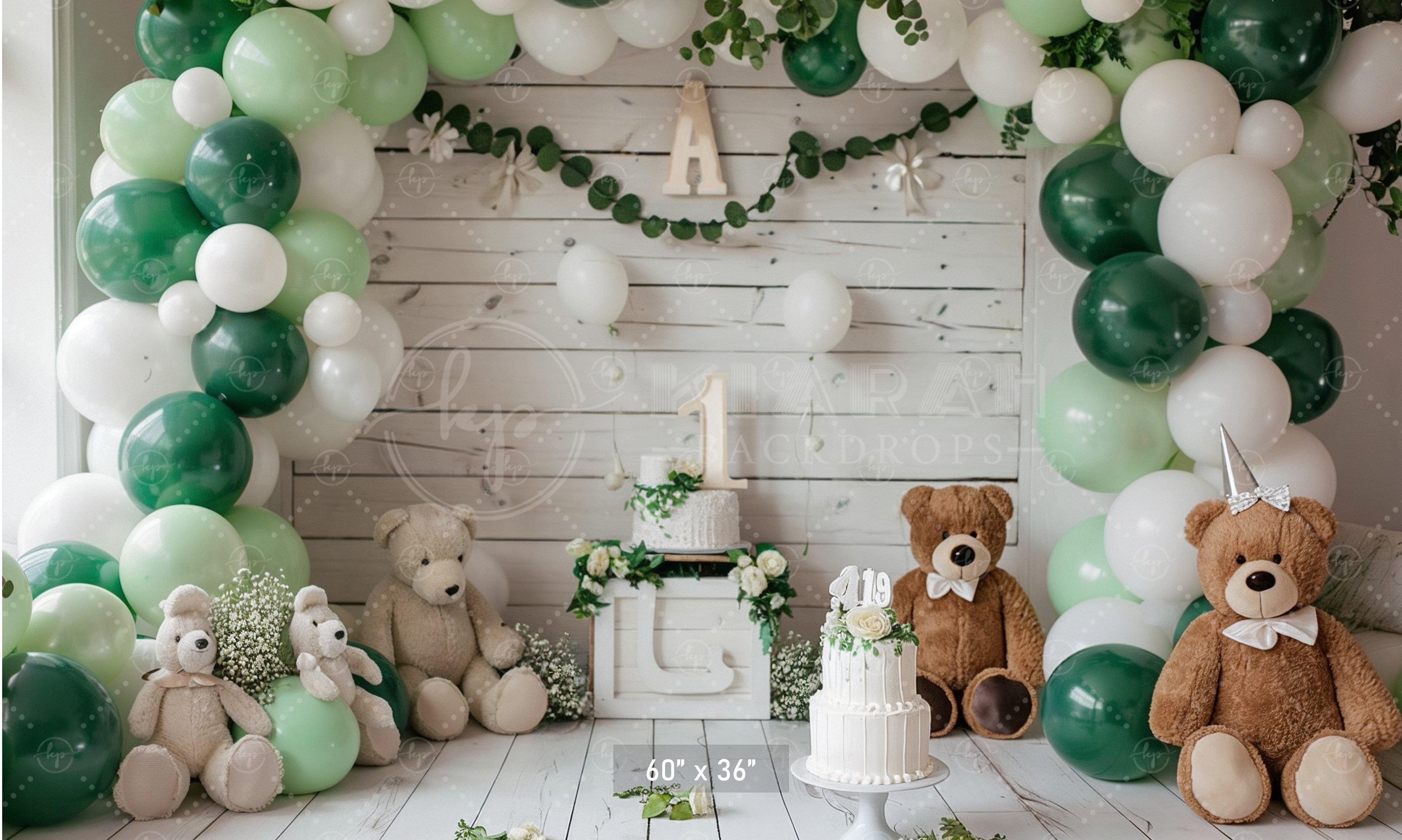 Woodland Teddy Bear Birthday Backdrop